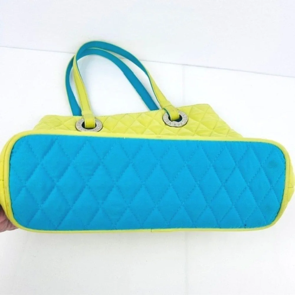 Vera Bradley Tote Bag Women Small Lime Green Blue Good Quilted Microfiber